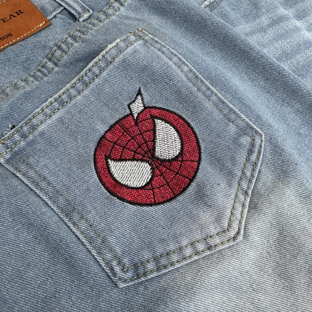 Spider Embroidery Jeans