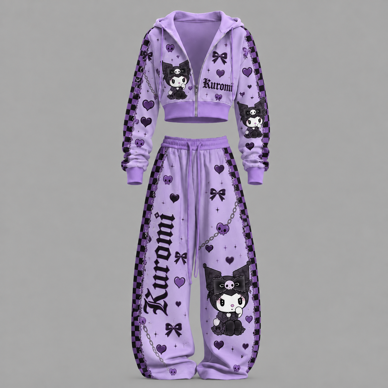 Sanrio Kuromi -Short zip-up sweatshirt set
