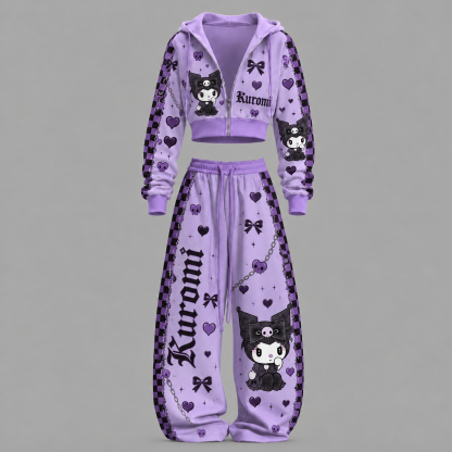 Sanrio Kuromi -Short zip-up sweatshirt set