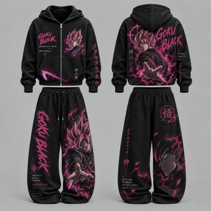 Dragon Ball Z Black Goku- Unisex Zipper Hooded Sweatshirt Set