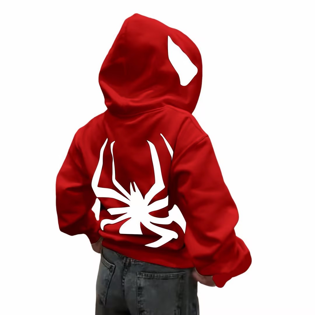 Spiderman Eye Mask Couple Hoodies Best Material- Y2K Streetwear Graphic Zip-Up Sweatshirt for Men and Women