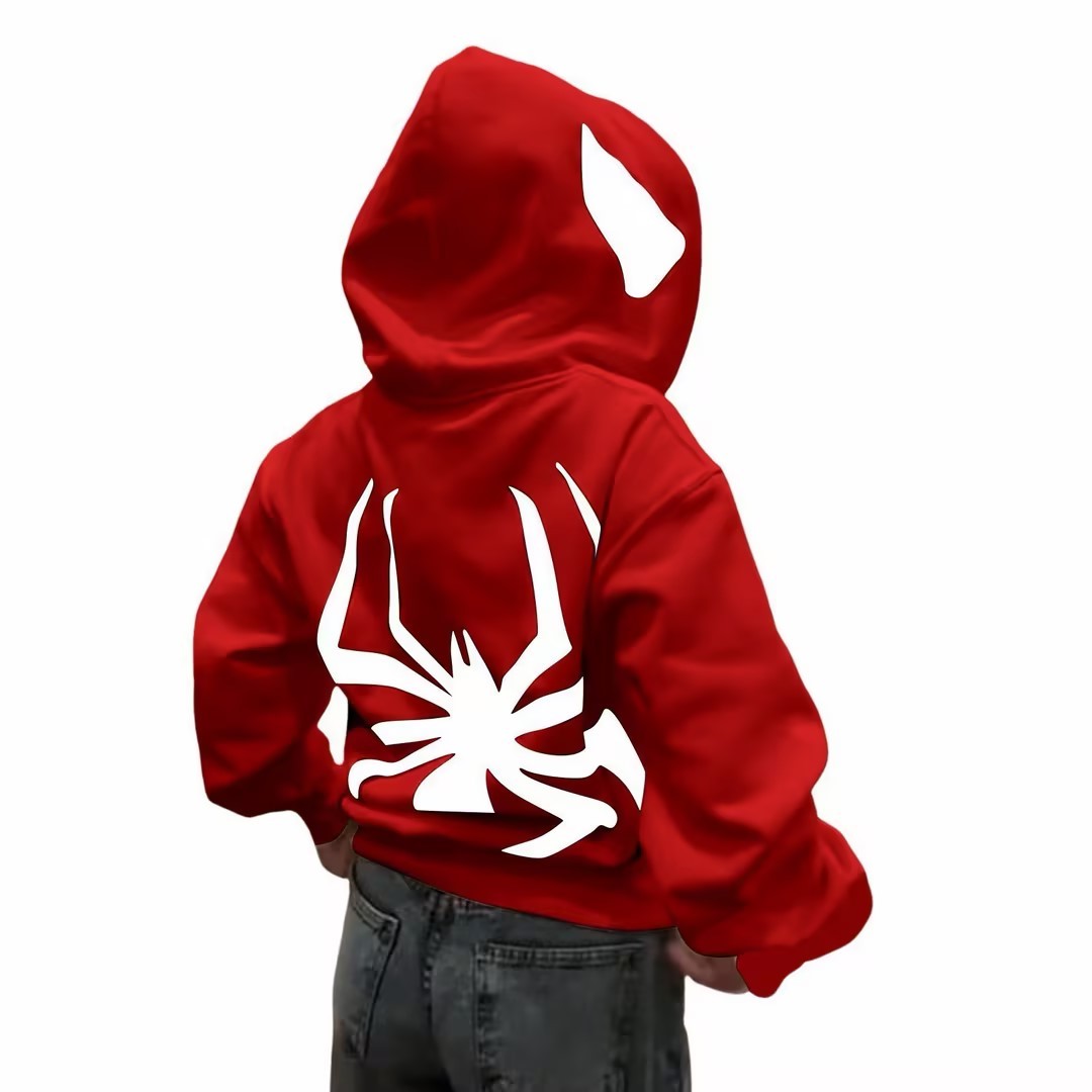 Spiderman Eye Mask Couple Hoodies Best Material- Y2K Streetwear Graphic Zip-Up Sweatshirt for Men and Women