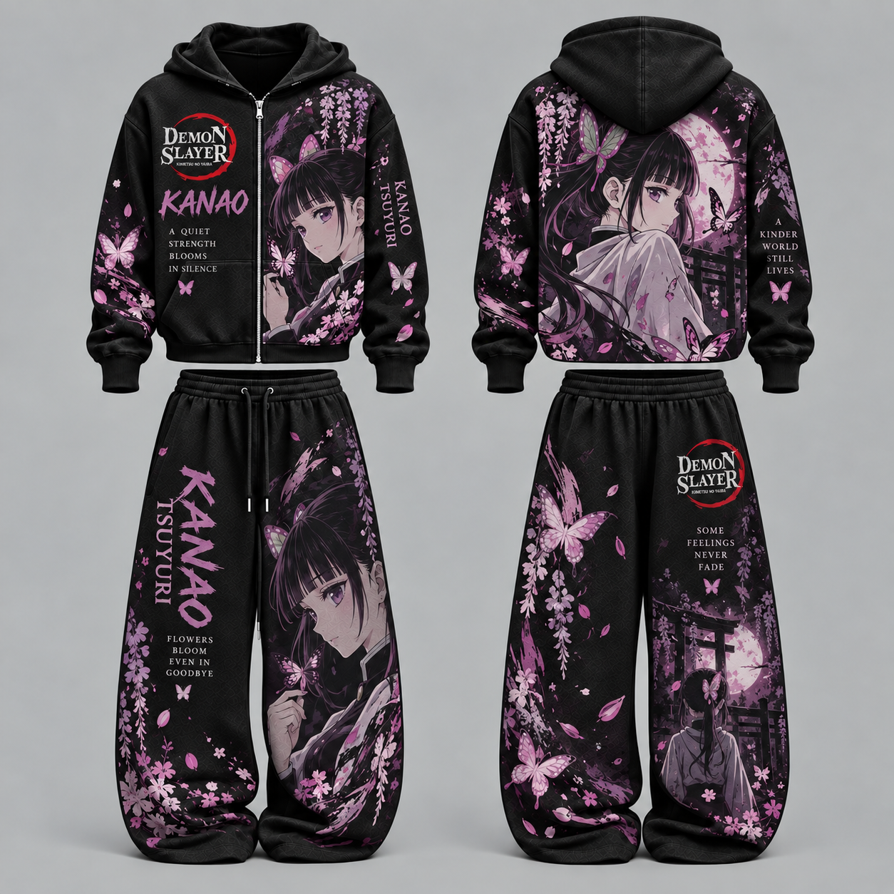 Demon Slayer Kanao- Unisex Zipper Hooded Sweatshirt Set
