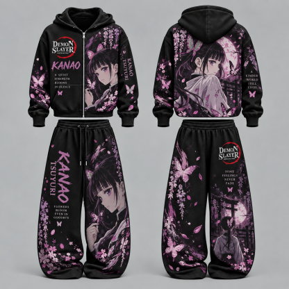 Demon Slayer Kanao- Unisex Zipper Hooded Sweatshirt Set