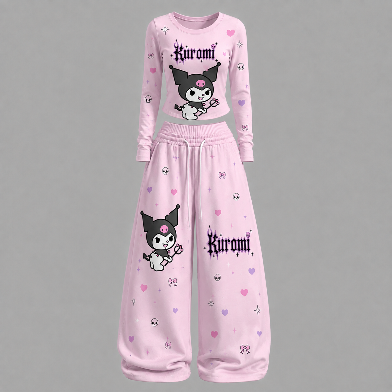Kuromi Long-sleeved double-layer stretch pants set
