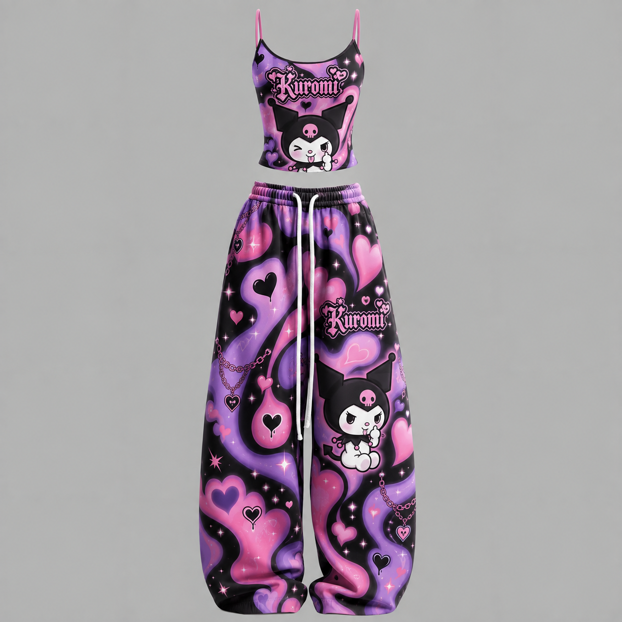 Kuromi Top & Elasticated Trousers Two-Piece Set