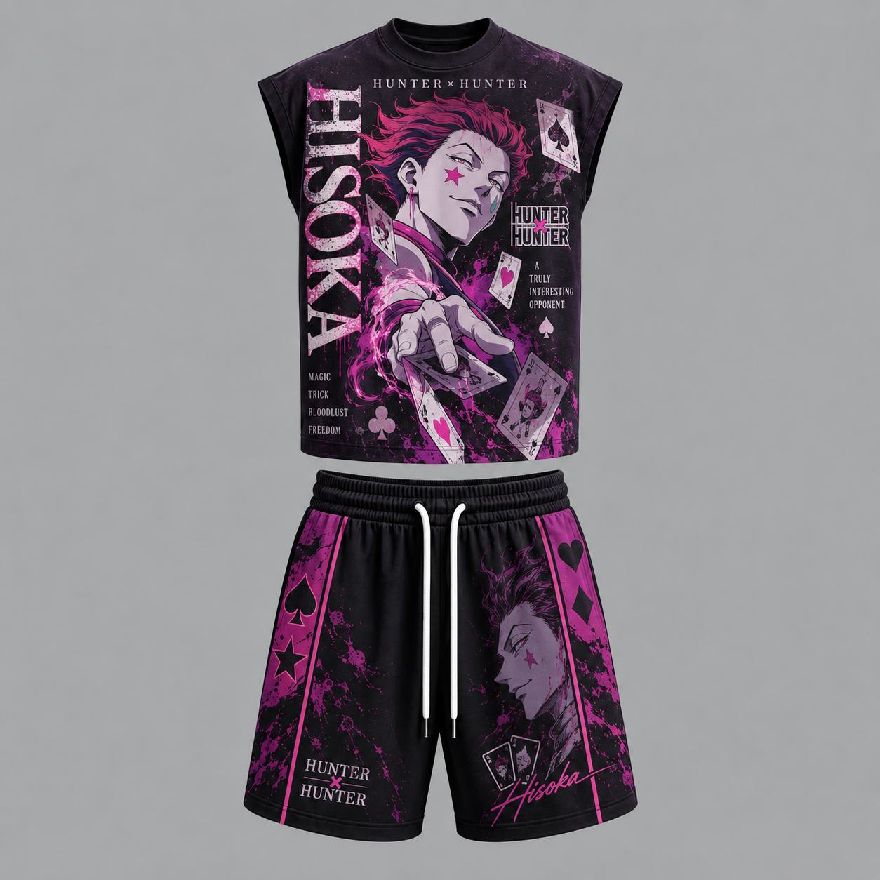 Hunter × Hunter Hisoka Morow Sleeveless Tank Top & Shorts Two-Piece Streetwear Set