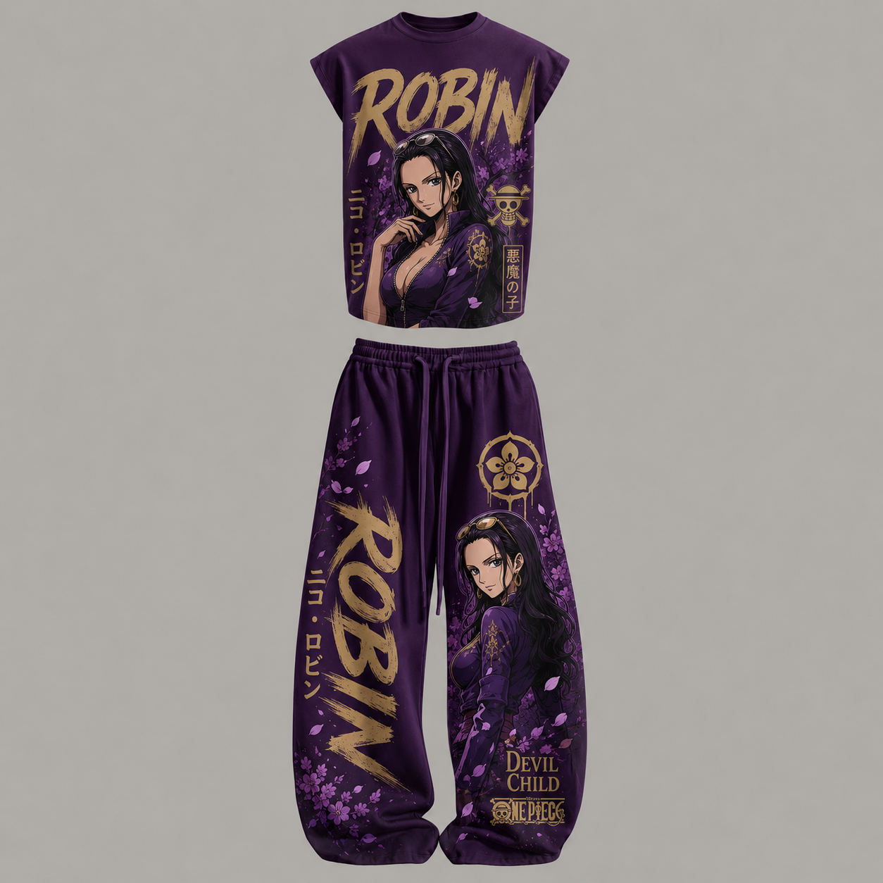 One Piece Robin Sleeveless Tank Top & Wide Leg Pants Two-Piece Streetwear Set