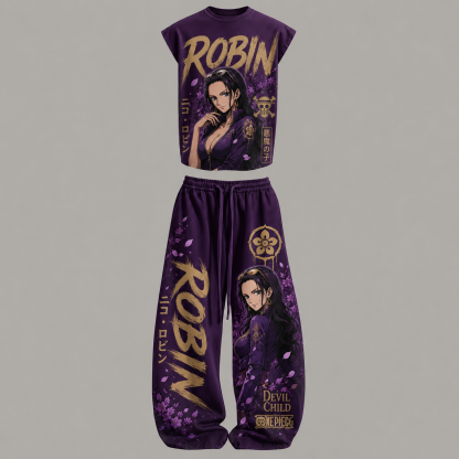 One Piece Robin Sleeveless Tank Top & Wide Leg Pants Two-Piece Streetwear Set