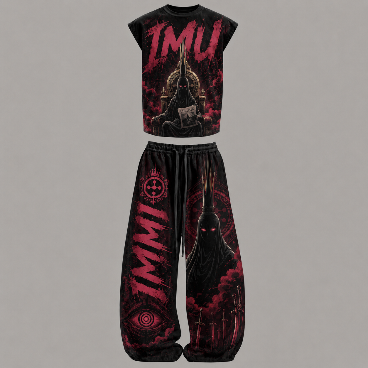 One Piece Imu Sleeveless Tank Top & Wide Leg Pants Two-Piece Streetwear Set