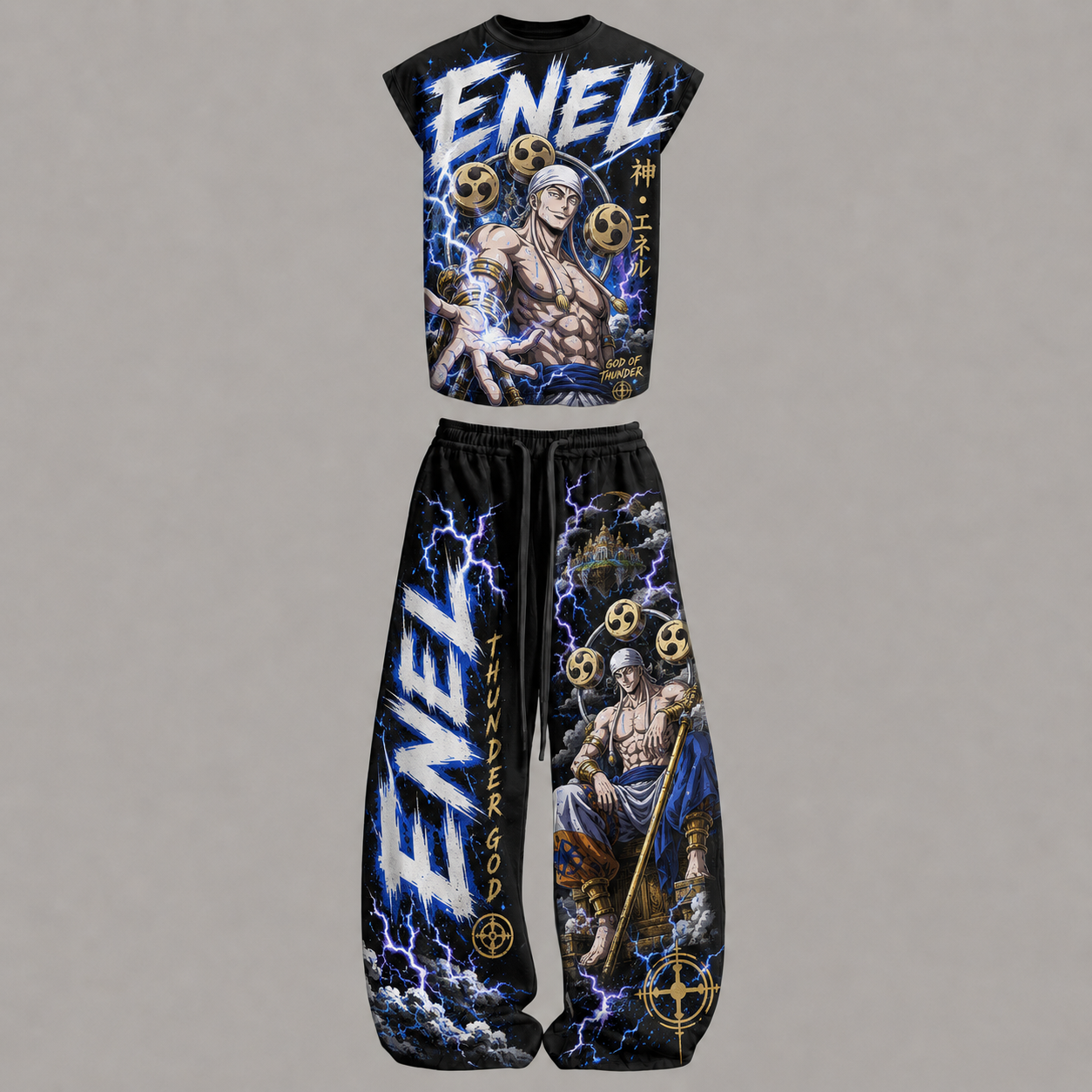 One Piece Enel Sleeveless Tank Top & Wide Leg Pants Two-Piece Streetwear Set