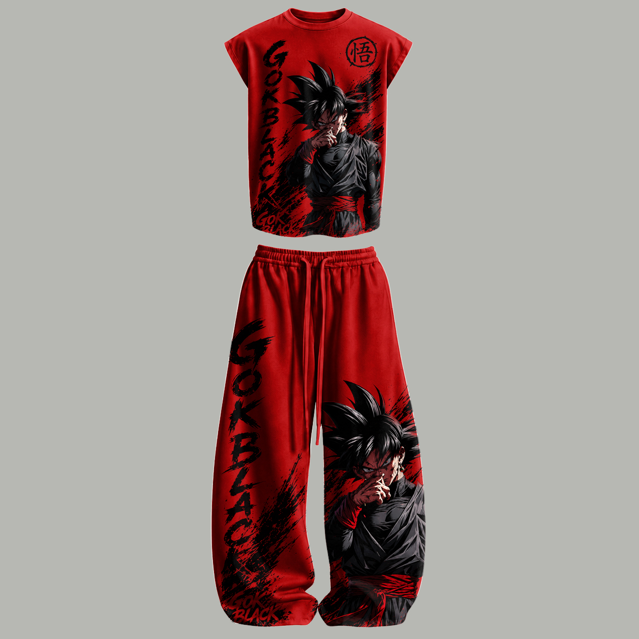 Dragon Ball Sleeveless Tank Top & Wide Leg Pants Two-Piece Streetwear Set
