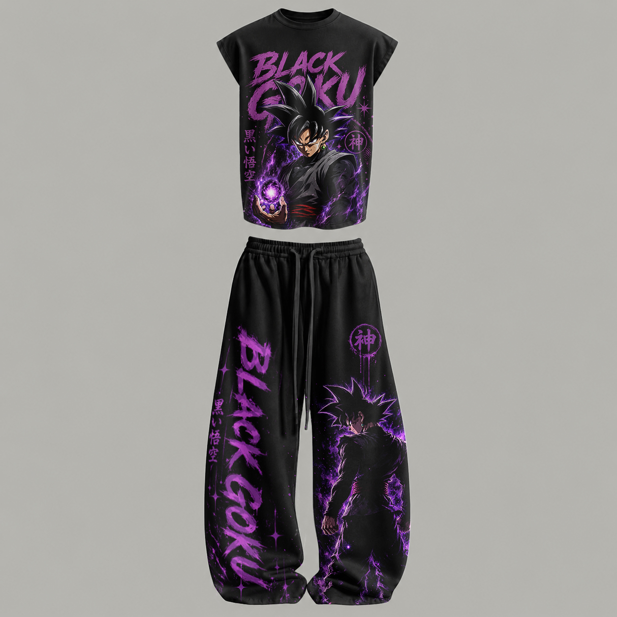 Dragon Ball Sleeveless Tank Top & Wide Leg Pants Two-Piece Streetwear Set