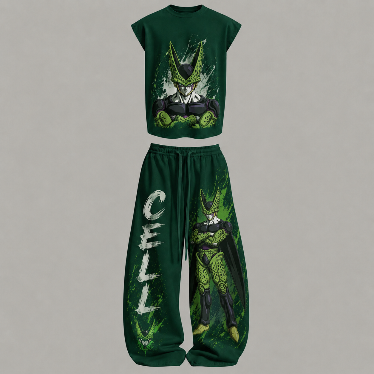 Dragon Ball Sleeveless Tank Top & Wide Leg Pants Two-Piece Streetwear Set