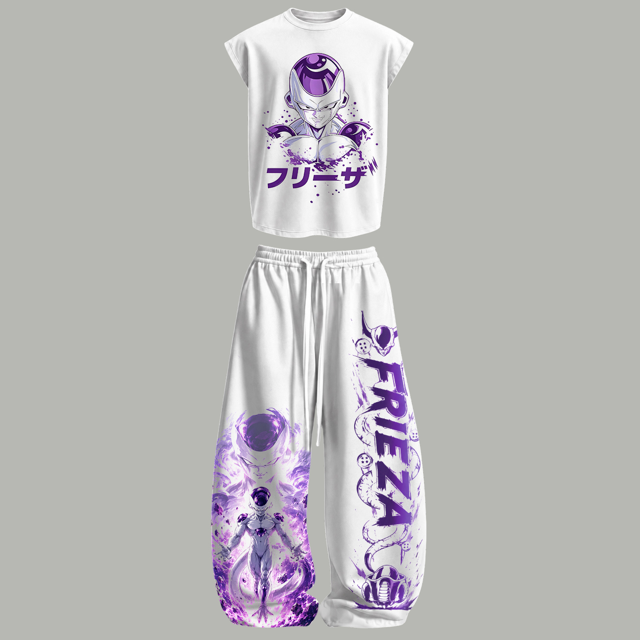 Dragon Ball Sleeveless Tank Top & Wide Leg Pants Two-Piece Streetwear Set