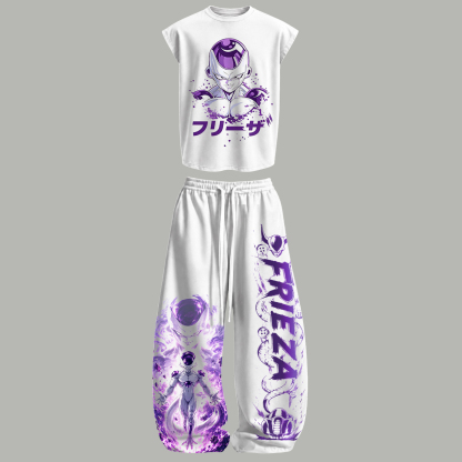 Dragon Ball Sleeveless Tank Top & Wide Leg Pants Two-Piece Streetwear Set