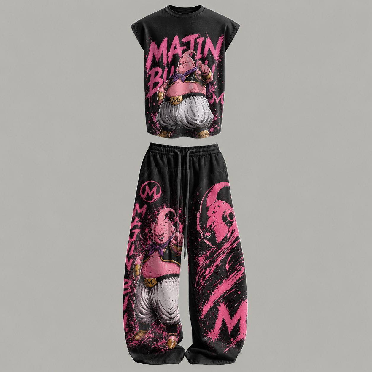 Dragon Ball Sleeveless Tank Top & Wide Leg Pants Two-Piece Streetwear Set