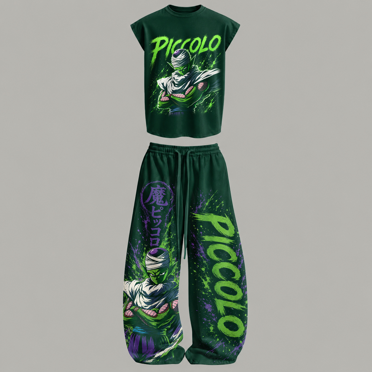 Dragon Ball Sleeveless Tank Top & Wide Leg Pants Two-Piece Streetwear Set