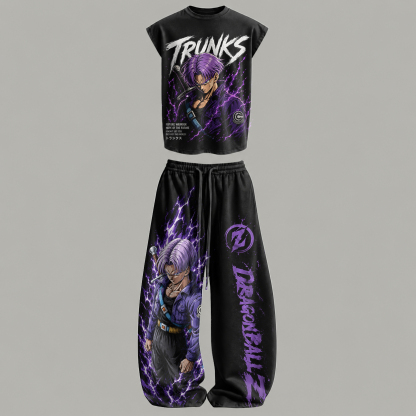 Dragon Ball Sleeveless Tank Top & Wide Leg Pants Two-Piece Streetwear Set