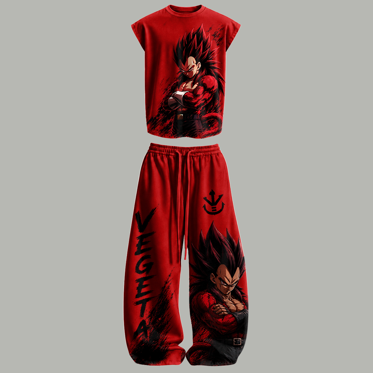 Dragon Ball Sleeveless Tank Top & Wide Leg Pants Two-Piece Streetwear Set