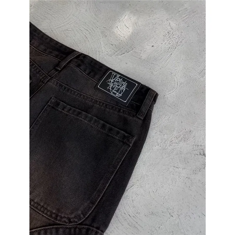 Heavens Eclipse Denim Sky-etched Embroidered Streetwear Mid Straight-leg Jeans European American Angel Trousers 100%