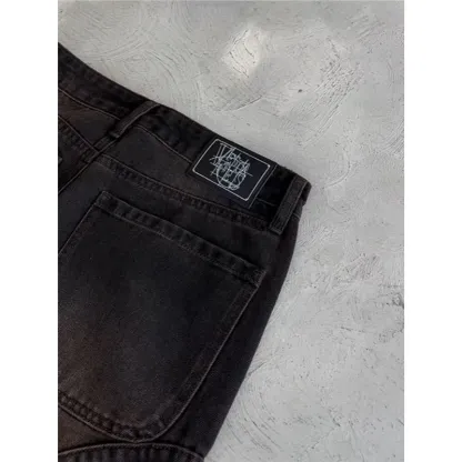Heavens Eclipse Denim Sky-etched Embroidered Streetwear Mid Straight-leg Jeans European American Angel Trousers 100%