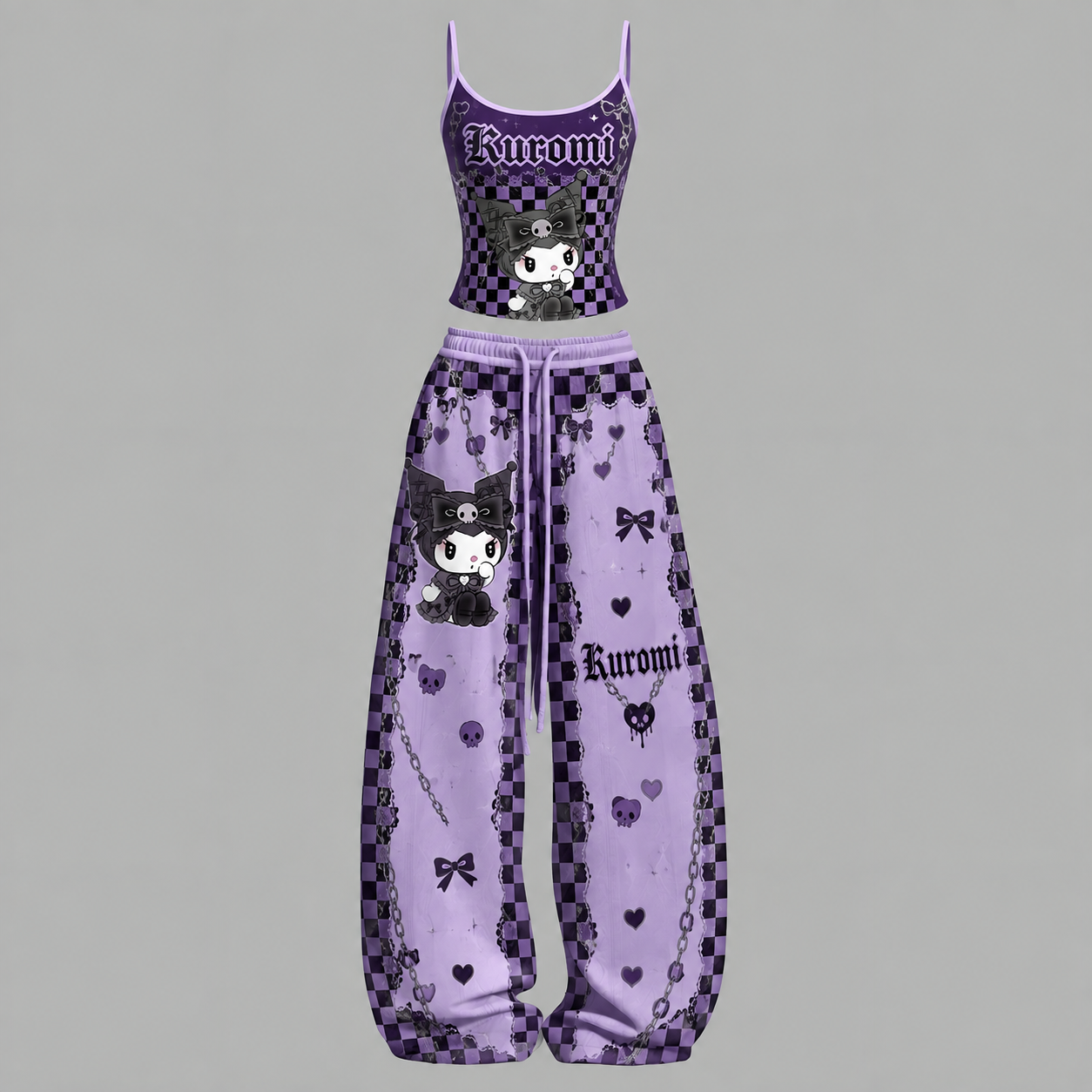 Kuromi Top & Elasticated Trousers Two-Piece Set