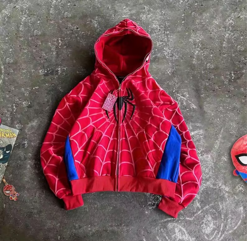 Spiderman New Eye Mask Couple Hoodies Best Material- Y2K Streetwear Zip-Up Sweatshirt for Men and Women
