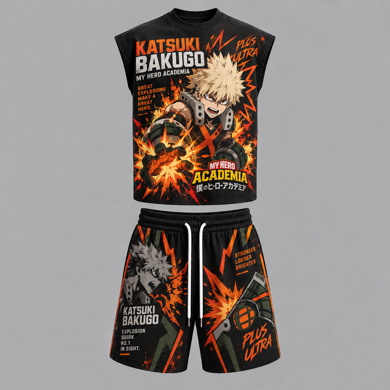 My Hero Academia Katsuki Bakugo Sleeveless Tank Top & Shorts Two-Piece Streetwear Set