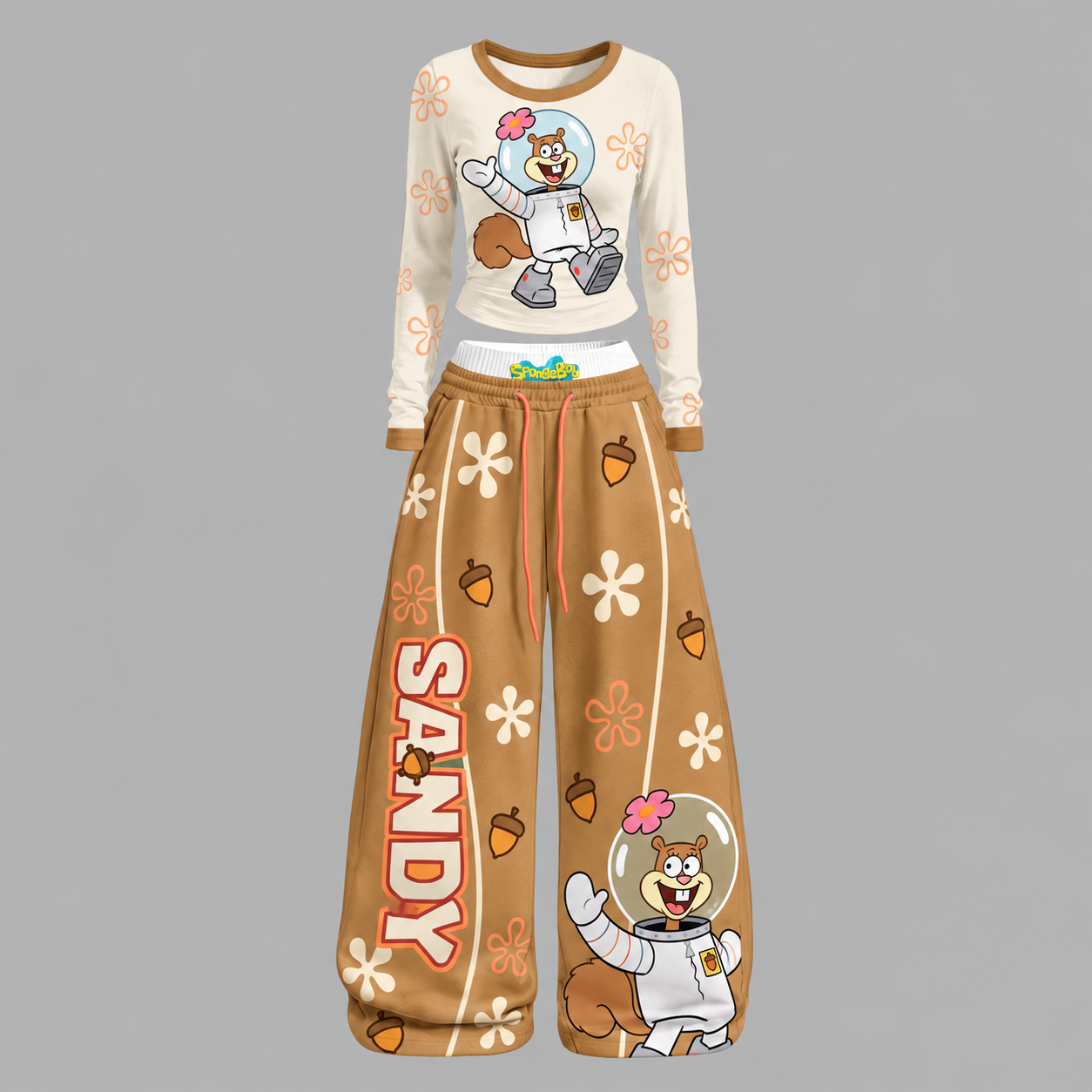 Sandy Cheeks SpongeBob SquarePants Long-Sleeved Double-Layer Stretch Pants Set