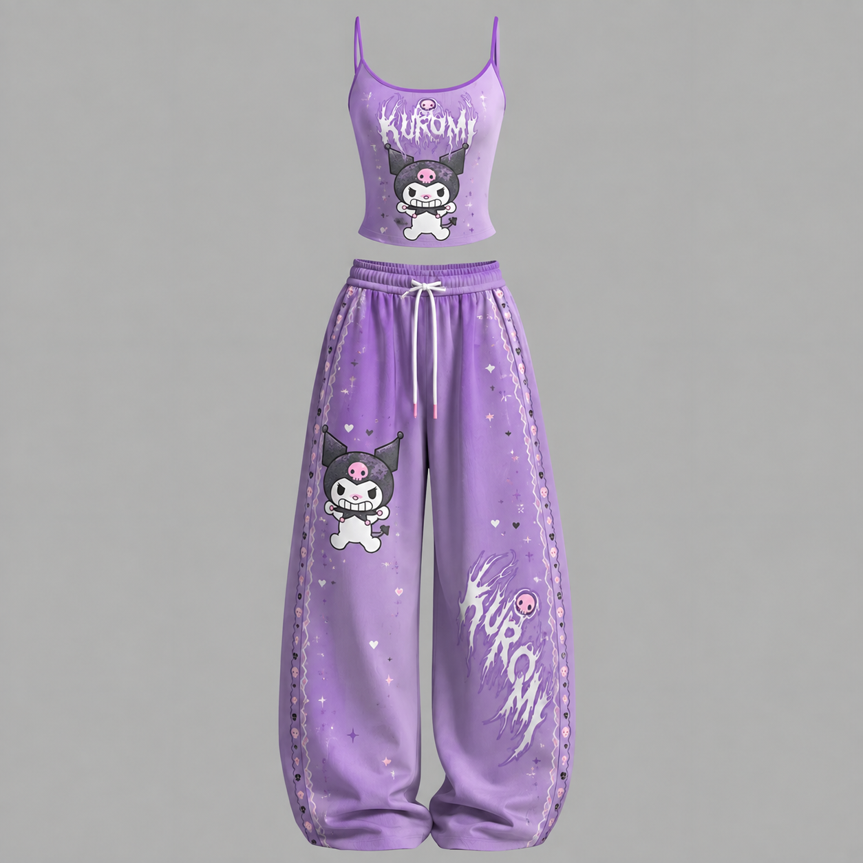 Kuromi Top & Elasticated Trousers Two-Piece Set