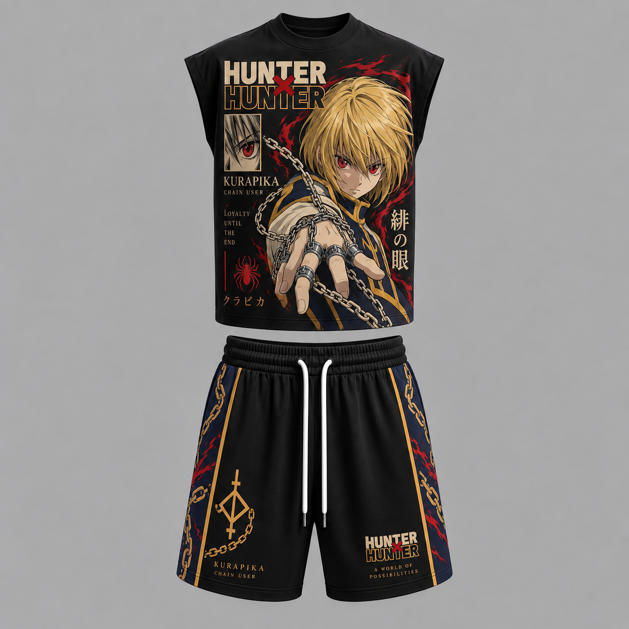 Hunter × Hunter Kurapika Sleeveless Tank Top & Shorts Two-Piece Streetwear Set