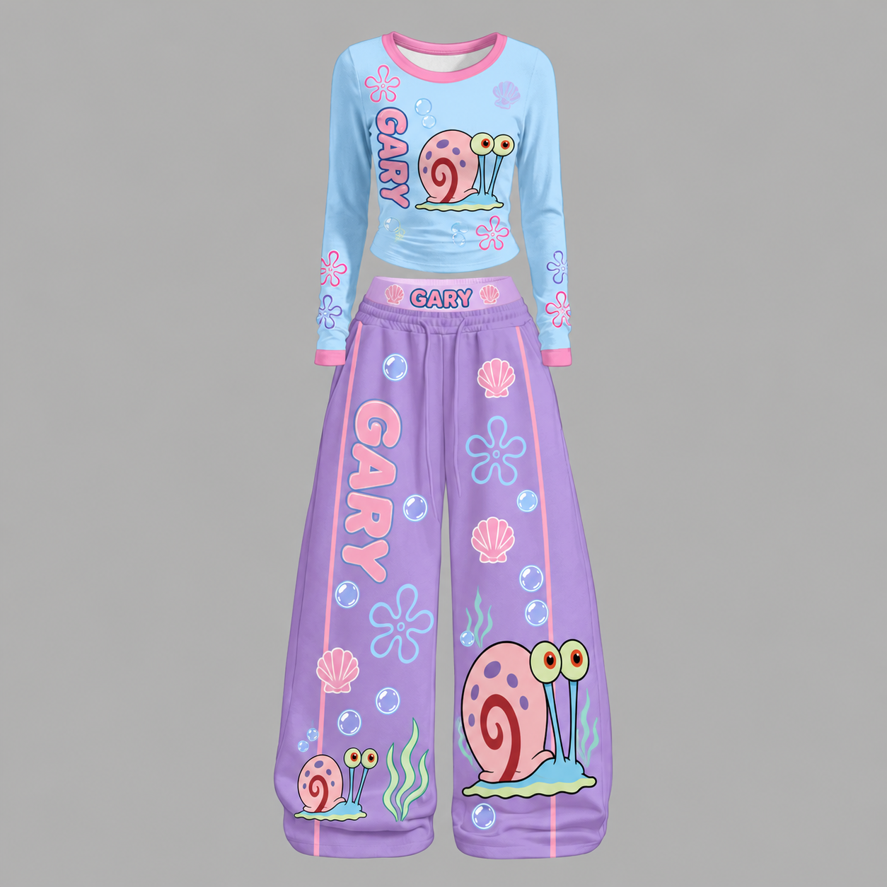 Gary the Snail SpongeBob SquarePants Long-Sleeved Double-Layer Stretch Pants Set