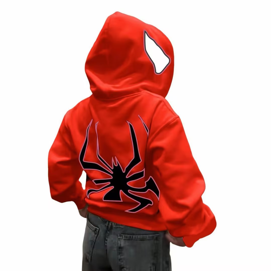 Spiderman Eye Mask Couple Hoodies Best Material- Y2K Streetwear Graphic Zip-Up Sweatshirt for Men and Women