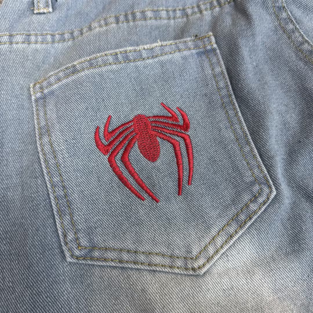 Spider Embroidery Jeans