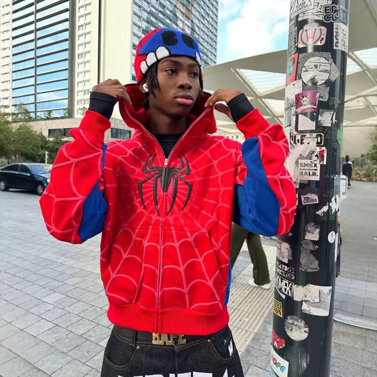 Spiderman New Eye Mask Couple Hoodies Best Material- Y2K Streetwear Zip-Up Sweatshirt for Men and Women