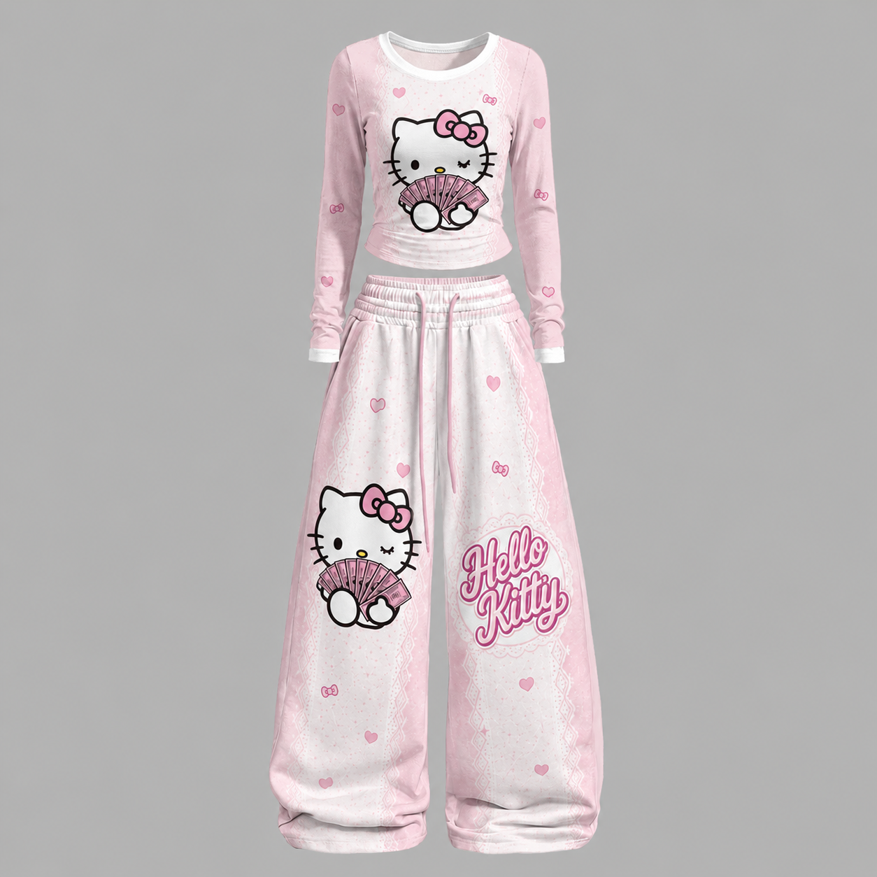 Hello Kitty Long-sleeved double-layer stretch pants set