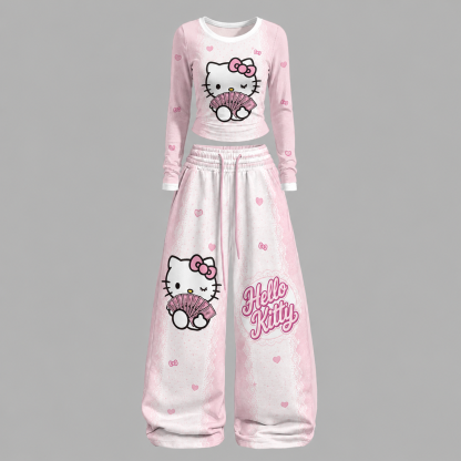 Hello Kitty Long-sleeved double-layer stretch pants set