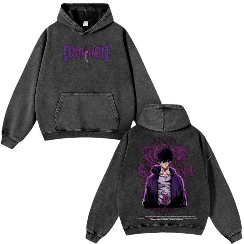  Unisex Vintage Washed cotton Hoodies | Solo Leveling 