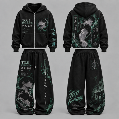 Jujutsu Kaisen Toji Fushiguro - Unisex Zipper Hooded Sweatshirt Set