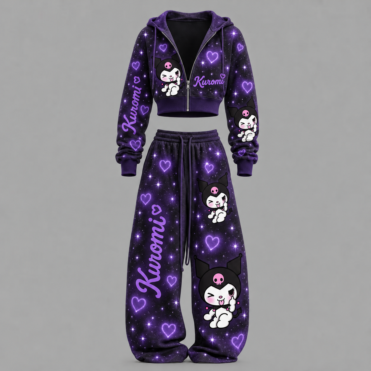 Sanrio Kuromi -Short zip-up sweatshirt set