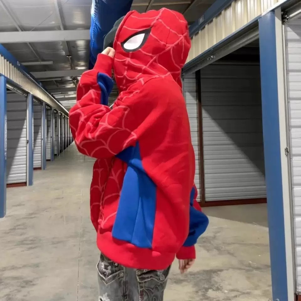 Spiderman New Eye Mask Couple Hoodies Best Material- Y2K Streetwear Zip-Up Sweatshirt for Men and Women