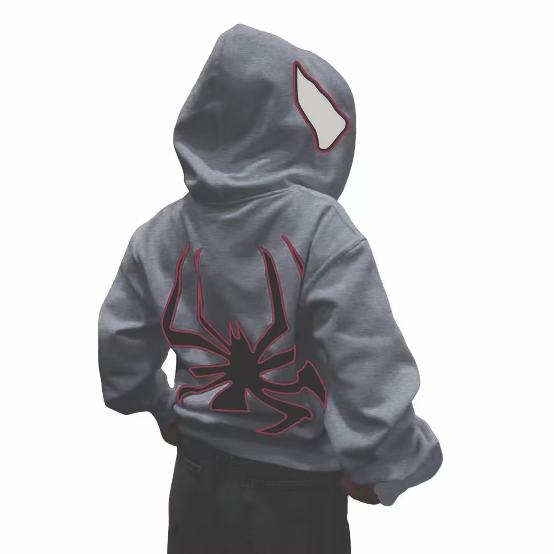 Spiderman Eye Mask Couple Hoodies Best Material- Y2K Streetwear Graphic Zip-Up Sweatshirt for Men and Women