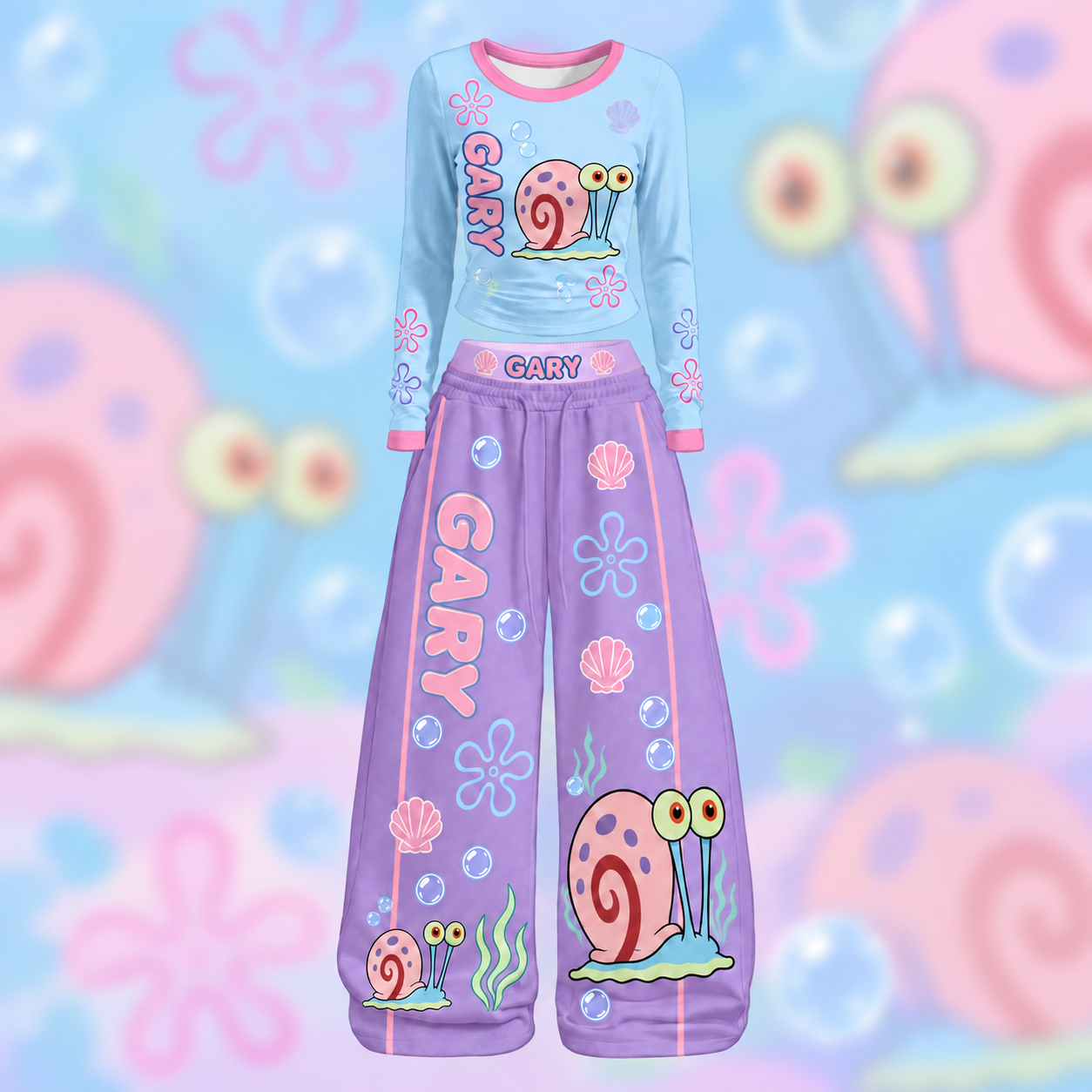 Gary the Snail SpongeBob SquarePants Long-Sleeved Double-Layer Stretch Pants Set