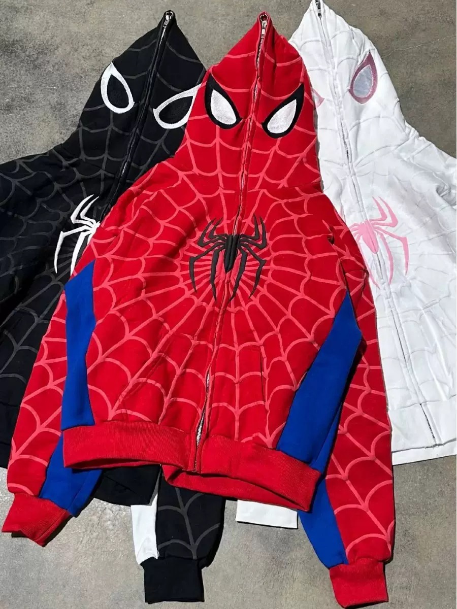 Spiderman New Eye Mask Couple Hoodies Best Material- Y2K Streetwear Zip-Up Sweatshirt for Men and Women