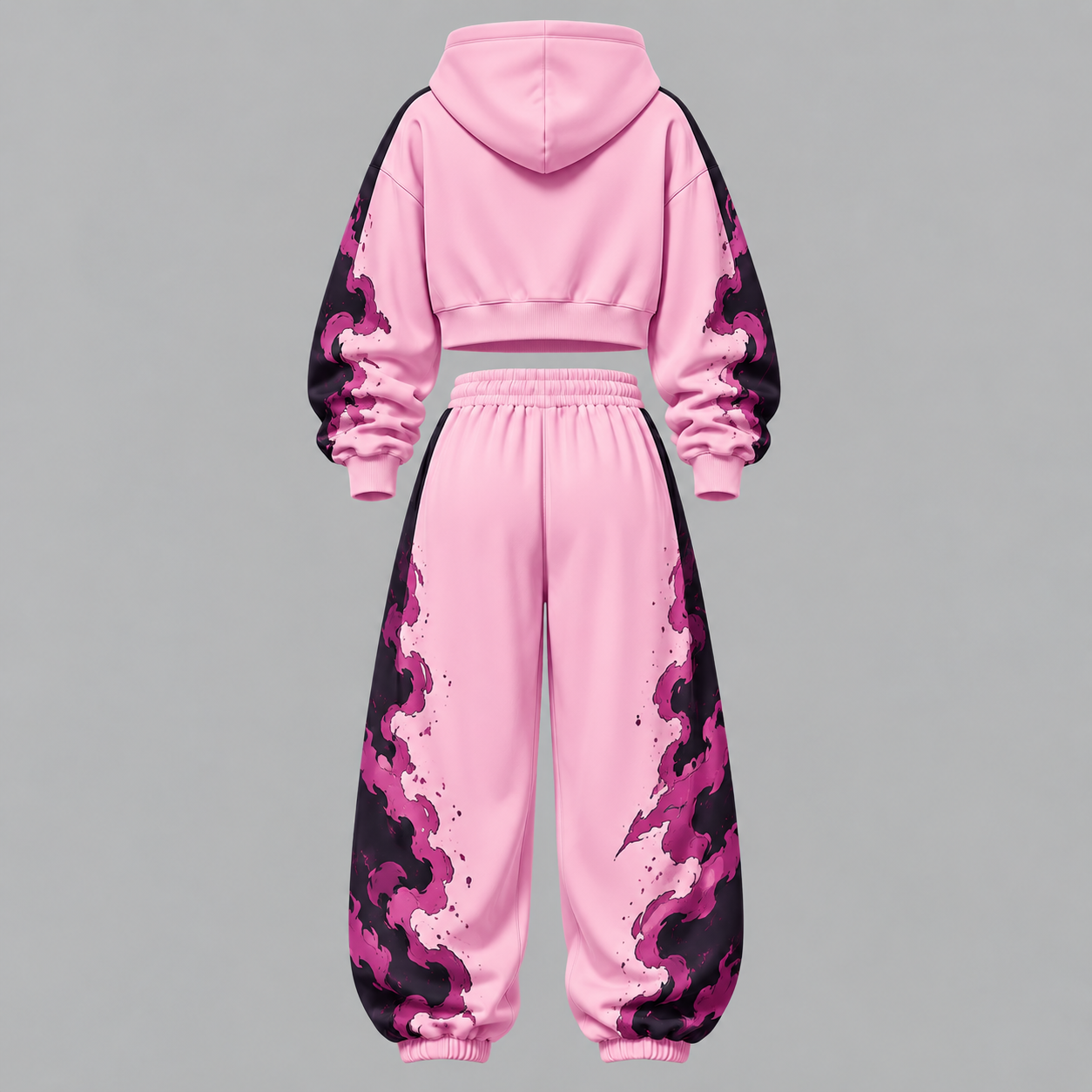 Dragon Ball Z Women‘s Cropped Long Sleeve Hoodie & High Waist Jogger Pants Two Piece Tracksuit Set