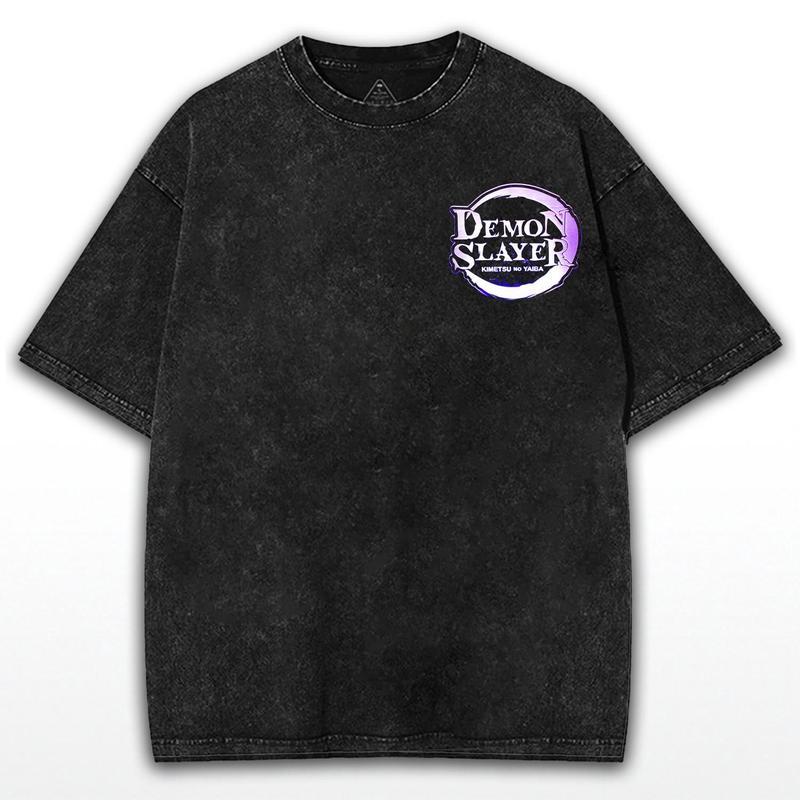 Shinobu Kocho Demon Slayer Oversized Washed Tee – Neon Butterfly Aura Double Printed Heavy Cotton Shirt | Collector’s Anime Streetwear Drop