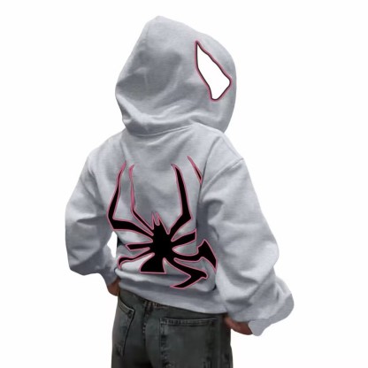Spiderman Eye Mask Couple Hoodies Best Material- Y2K Streetwear Graphic Zip-Up Sweatshirt for Men and Women