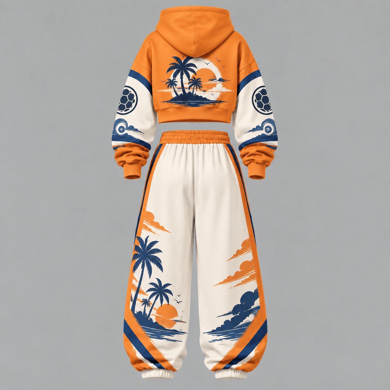 Dragon Ball Z Women‘s Cropped Long Sleeve Hoodie & High Waist Jogger Pants Two Piece Tracksuit Set