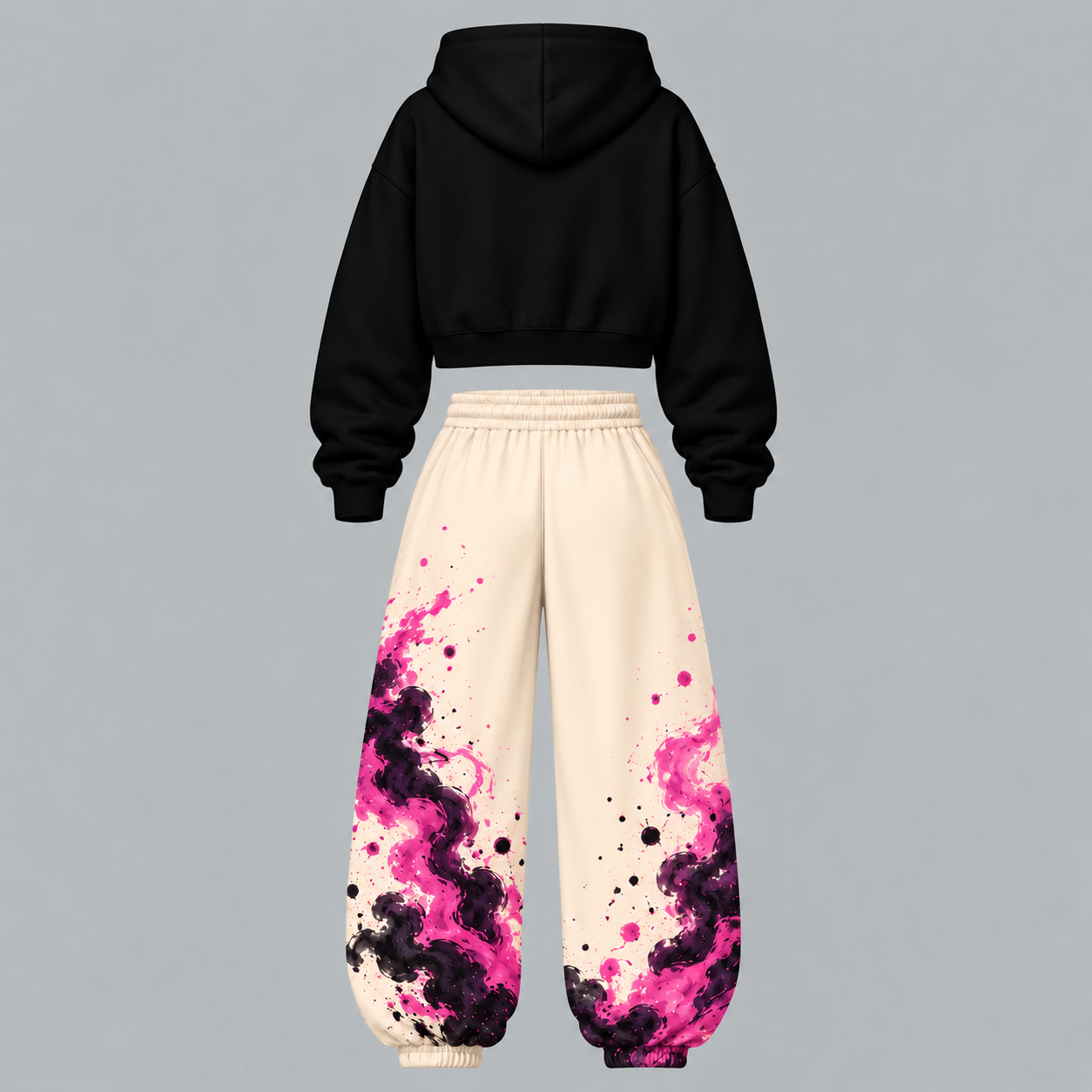 Dragon Ball Z Women‘s Cropped Long Sleeve Hoodie & High Waist Jogger Pants Two Piece Tracksuit Set